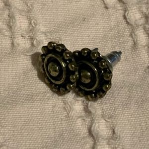 Steampunk post earrings. Pretty black post earrings